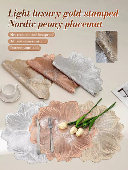 Heat-resistant, waterproof, oil-resistant lotus-patterned placemat