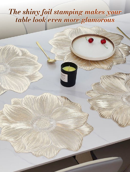 Heat-resistant, waterproof, oil-resistant lotus-patterned placemat
